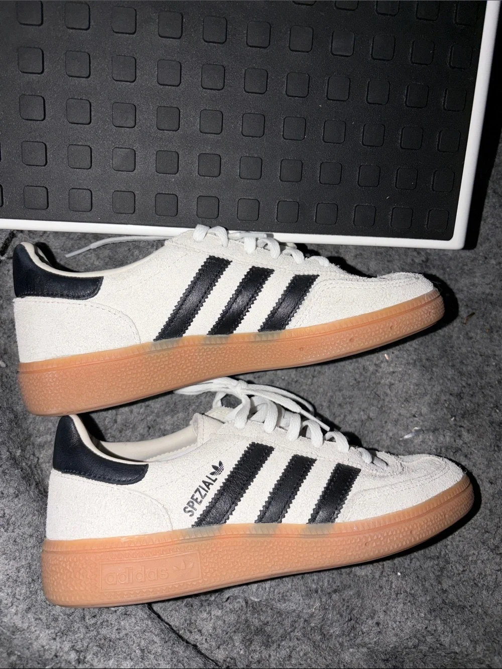adidas Spezial women White Suede Sneakers with Black Stripes and Gum Sole